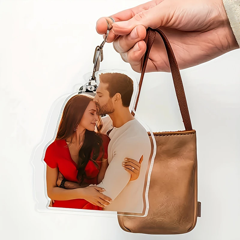 Custom Couples Photo Keychain Custom Acrylic Picture Keychain Personalized Portrait Keyring For Bag Pendant Couple Love Gifts