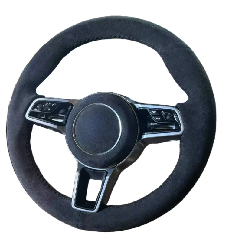 Car Steering Wheel Cover Soft Suede Leather For Porsche Panamera 2017 2018 2019-2025 Cayenne 2018-2025 Steering Wrap Cover