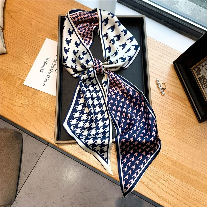 Luxus Lange Seide Schal Weibliche Tier Pferd Druck Dünne Schmale Schal Tasche Haar Band Band Schals Frauen Halstuch – Detail 33