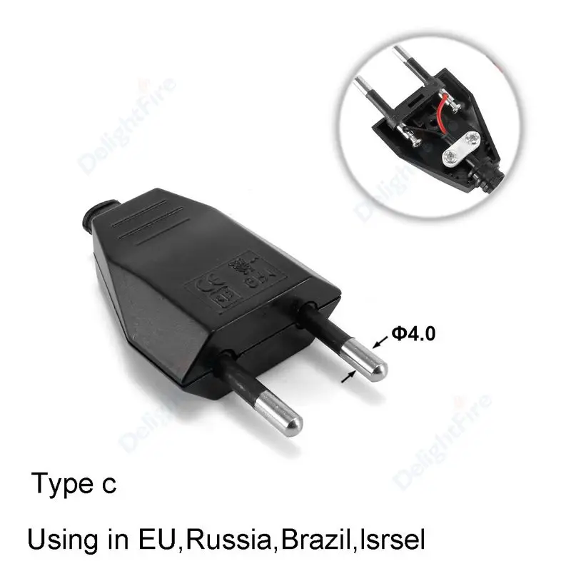 4.0mm EU Plug Adapter Male Replacement Outlets Rewireable Schuko Electeical Socket Europea AC Power Extension Cable Rewire Plug