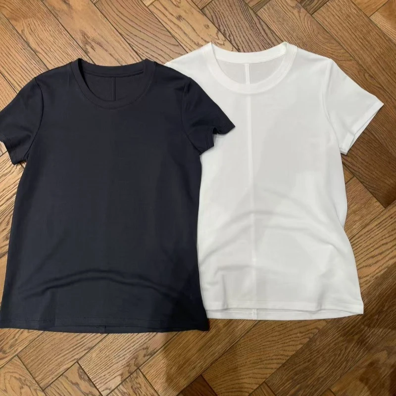 New Summer Style Washi Yarn Short-sleeved Minimalist Round Neck Red T-shirt for Women