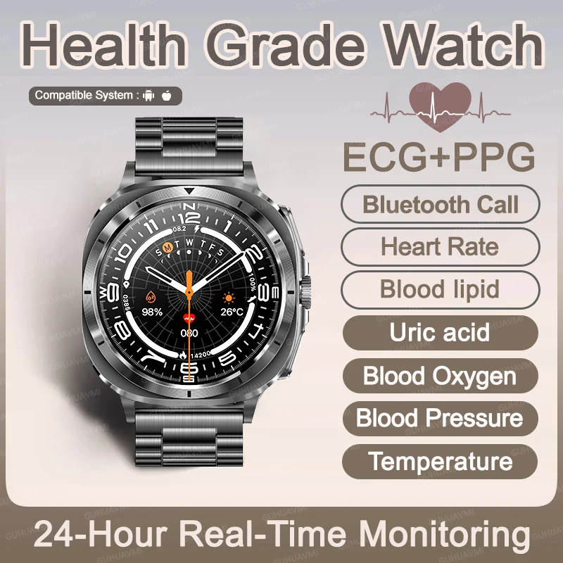 

Умные часы 2026 Fashion AI с лазерной диагностикой для мужчин: NFC, HD-звонки, ЭКГ+PPG, мониторинг артериального давления, уровня мочевой кислоты и жиров в крови