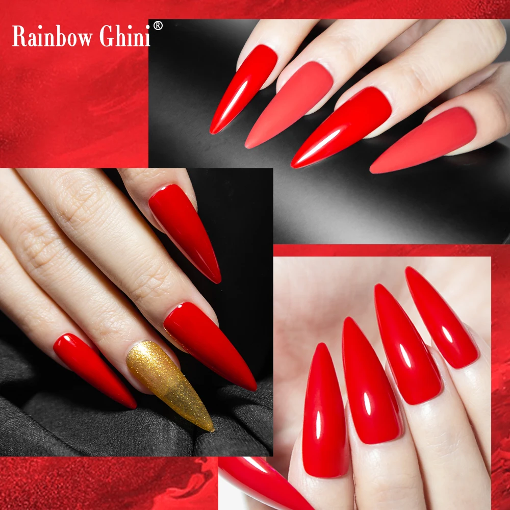 2023 Regenboog Ghini Rode Gel Nagellak Rubber Top Base Coat Uv Led Gel Nail Lijm Manicura Benodigdheden Voor Professionals Art accessoires nagelstyliste benodigdheden