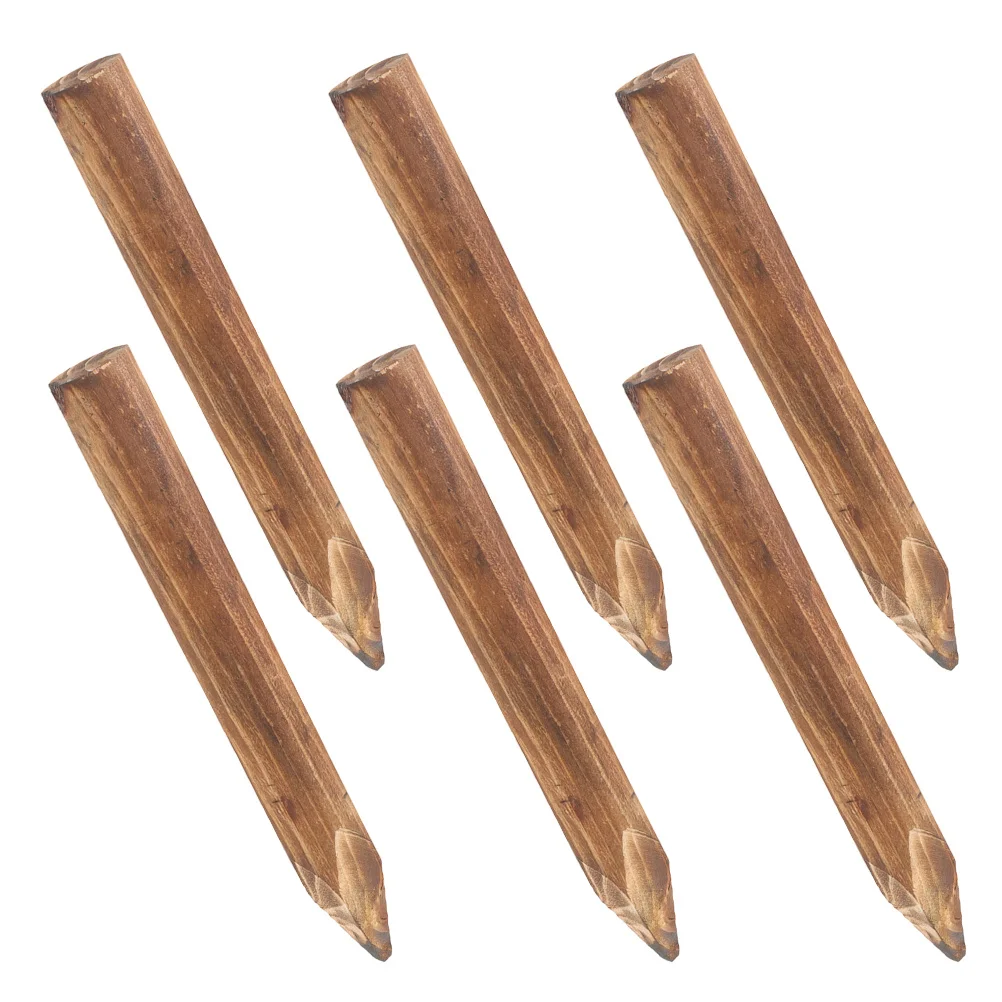 

6Pcs Carbonized Anti-Corrosive Wood Garden Fence Pickets Rustic Outdoor Decorative Border Stakes Easy Install 30cm
