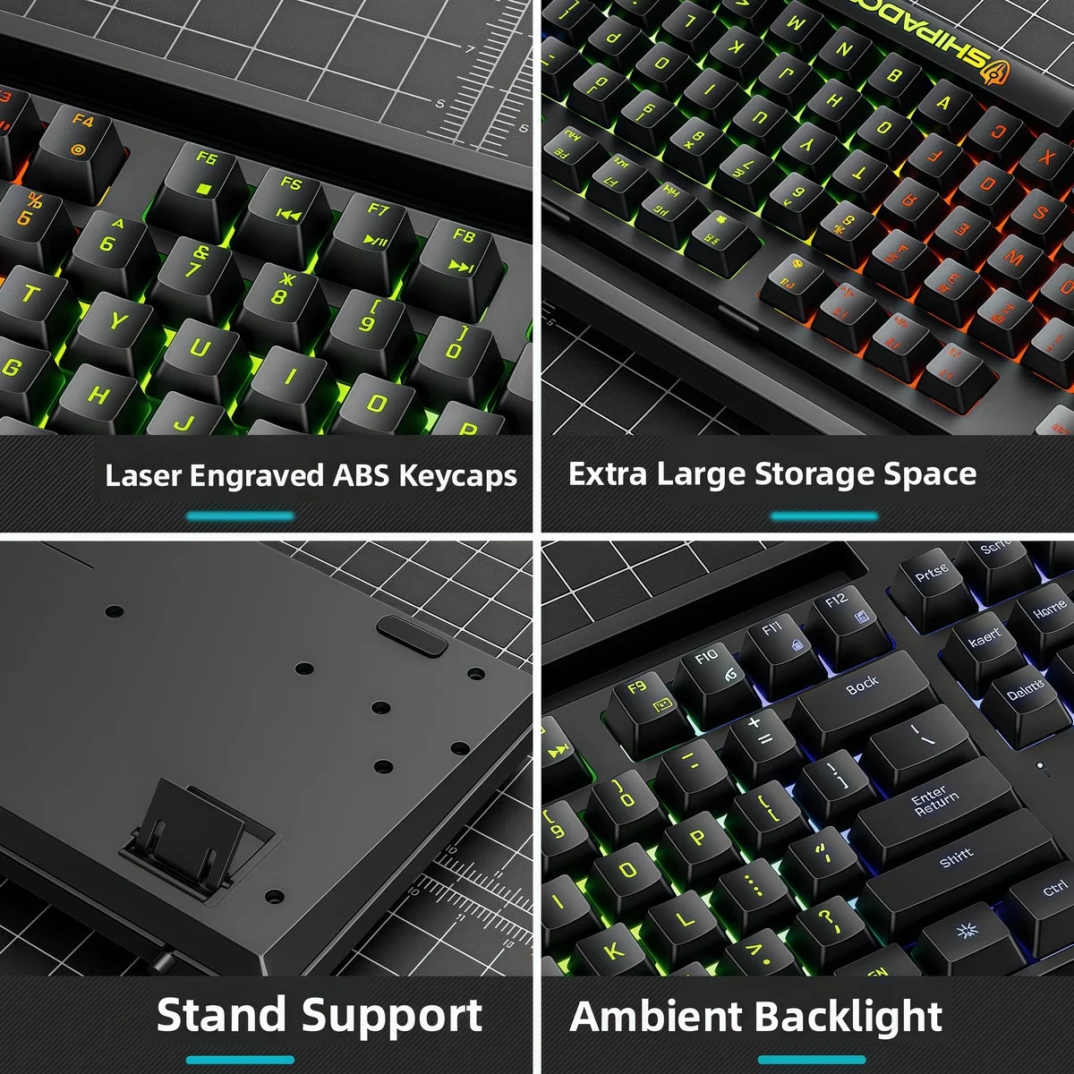 

Shipadoo K87 V2 Keyboard 87 Keys Wired Mechanical Luminous Rainbow Mixed Light Durable HD Characters Gaming Keyboard Laptop PC