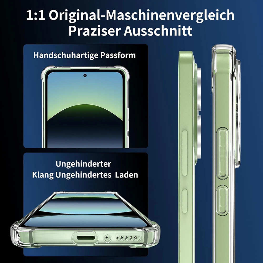 Transparente, stoßfeste Silikonhülle für Xiaomi Redmi Note 14 Pro Plus Pro+ 4G 5G, ultradünne Softshell-Rückseite RedmiNote 14 – Detail 6