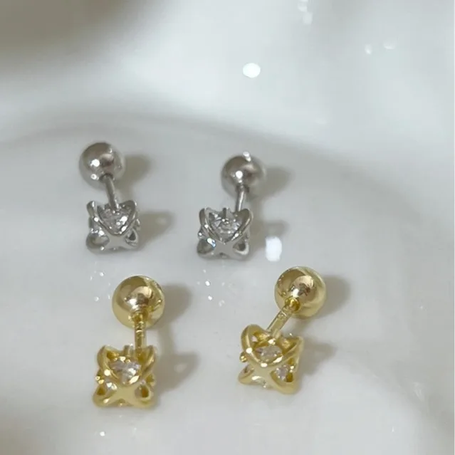 Diamond Studded Cross Planet Screw Stud Ear Bone Nail Ear Hole Cochlear Nail Super Explosive Flash