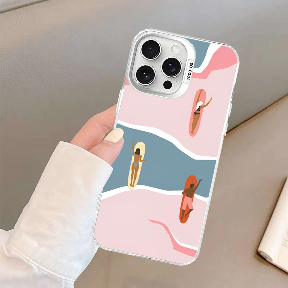 Surf Sports Girl Phone Case For IPhone 16 15 14 13 12 11 Pro Max X XR XSMAX 8 7 Plus Matte Shockproof Back Cover