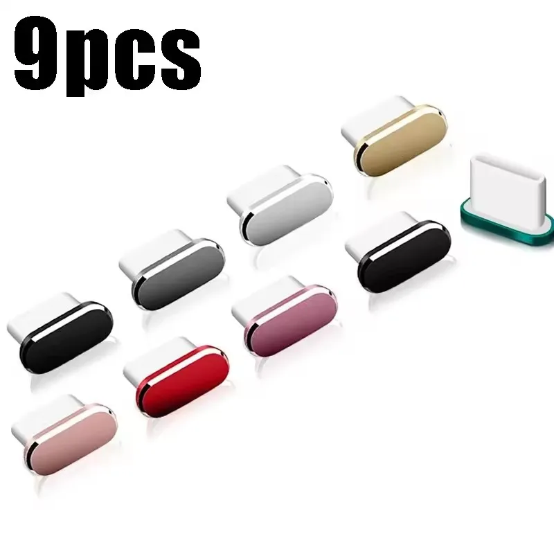 9/1Pcs Typ C Anti Staub Stecker Metall USB C Port Caps Protektoren für Iphone Samsung Xiaomi Huawei Lade port Staub Abdeckung Kappen