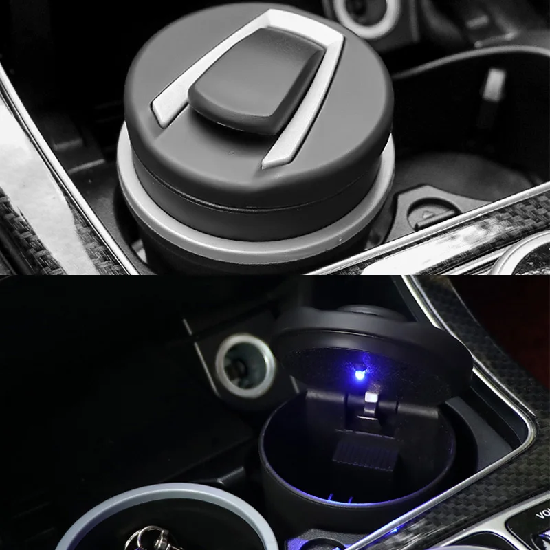 1PCS Car Ashtray Garbage Coin Storage Cup Container Cigar Ash Tray Styling Universal Size automatic light indicator ashtray cup