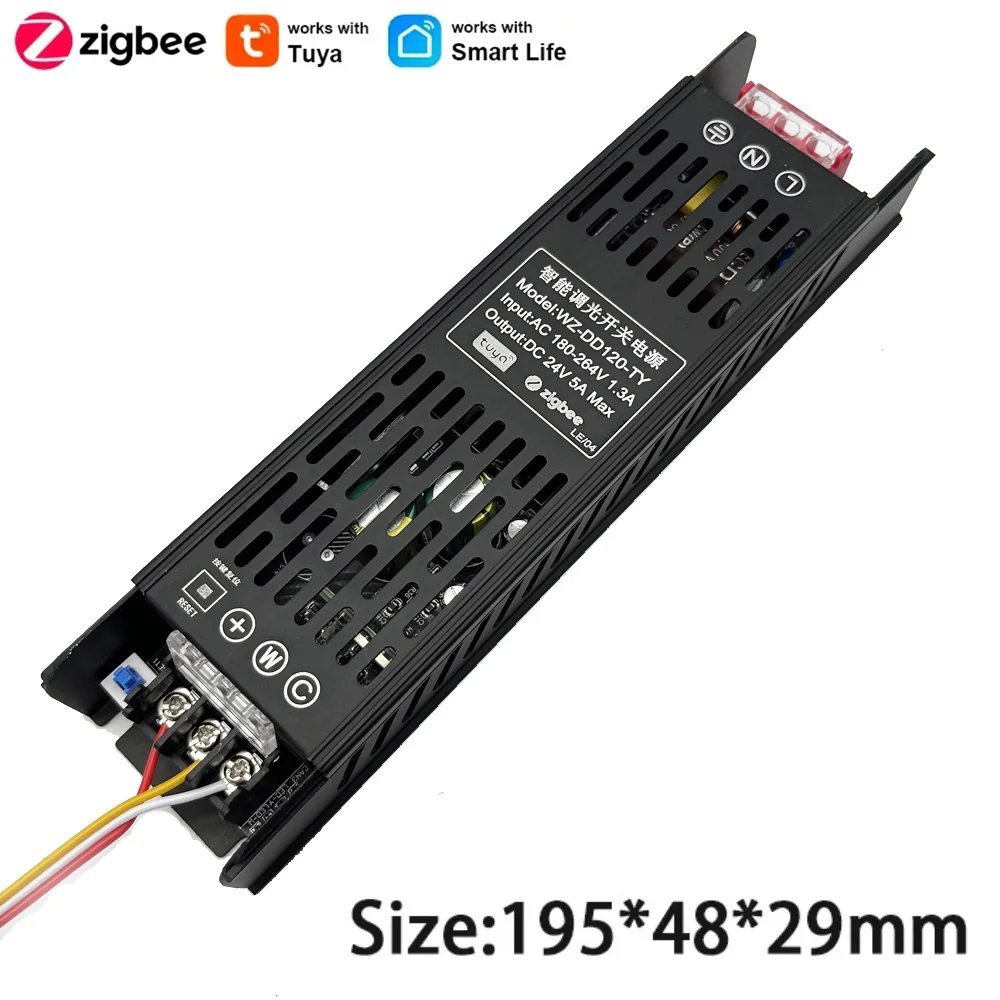 Tuya Zigbee ściemnialny sterownik Led DC24V 120/240W CCT/RGBCCT transformator światła LED ściemniacz 2w1 sterowanie głosem/APP dla Alexa Google