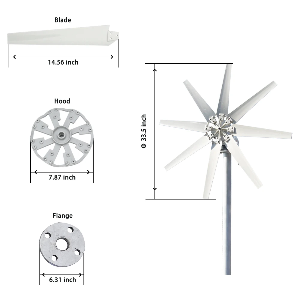 Vertical Wind Turbine Windmill 3000W  48V 24V 12V Low Noise Wind Speed Start Rotation Free Energy With MPPT or Off -grid System