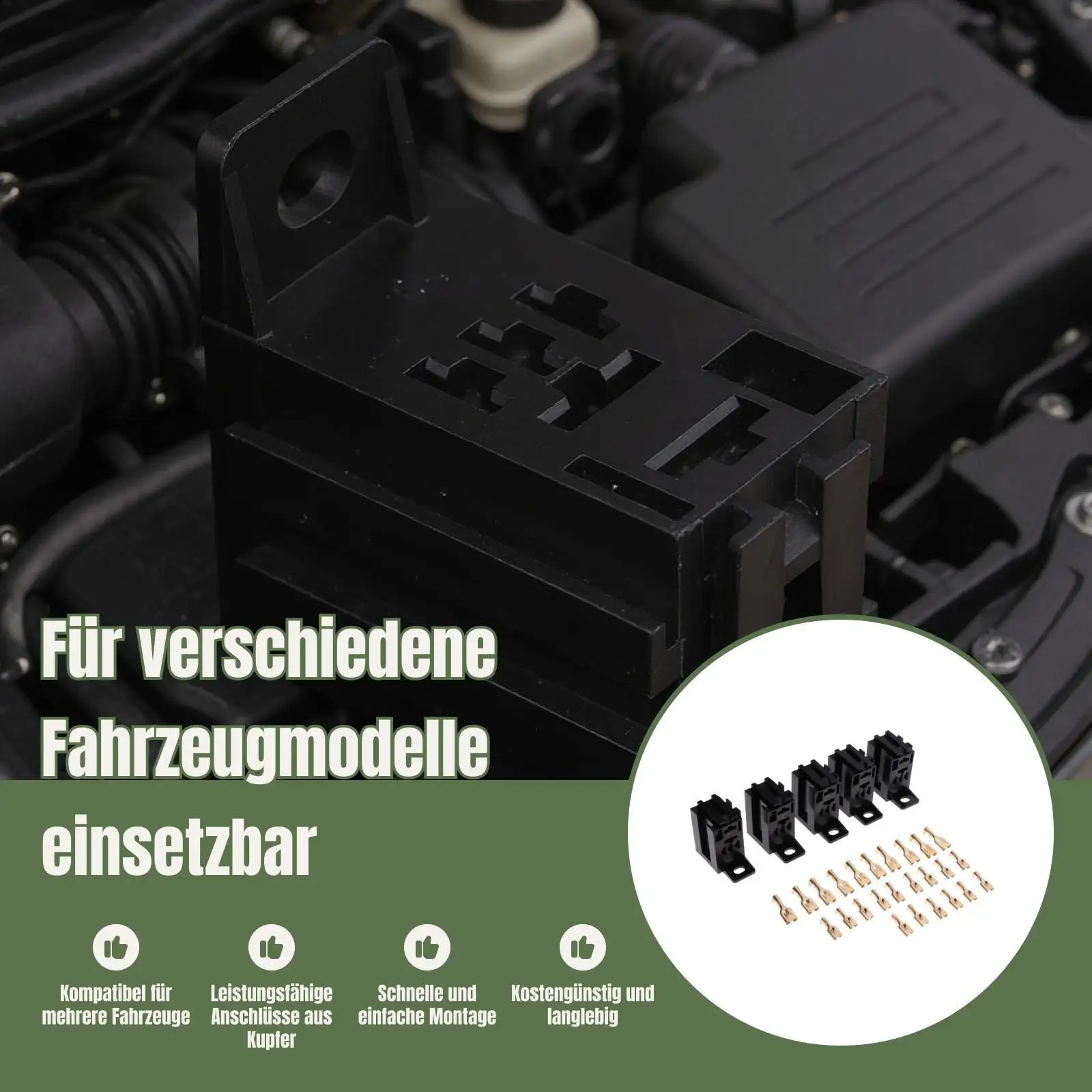 5 Pin Relay Board Mount Connector 60amp Micro Terminal Socket Holder for Automotive Changeover Electronic Systems