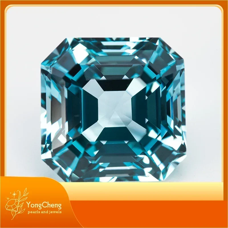 

Lab Grown Sapphire Square Asscher Cut Aquamarine VVS1 Gemstone Charms DIY For Jewel Making Material Selectable AGL Certificate