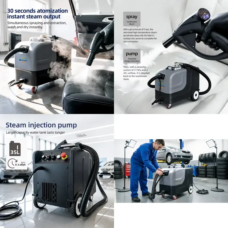 Máquina de Limpieza a Vapor Tres en Uno de 220V, 3000W, 5 Bar, Nueva, para Lavado de Autos, Alfombras y Sofás