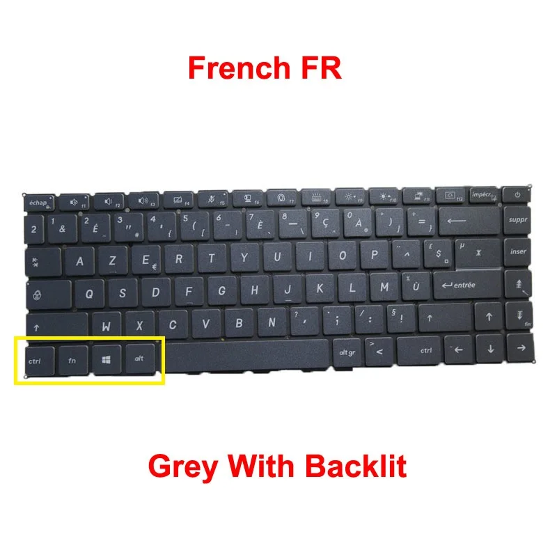 FR SP US PO CZ BG HB FS Backlit Keyboard For MSI Prestige 14 A10RAS A10RB A10RBS A10SC Prestige 15 A10 A10SC Gray No Frame New
