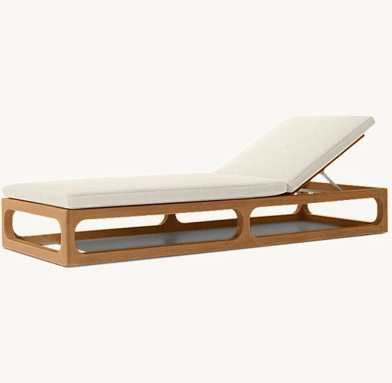 &High End Chaise Outdoor Waterproof Teak Sun Lounger Daybed with Cushions Durable & Eco-Friendly