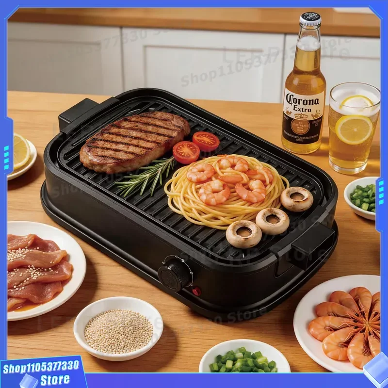 Electric Smokeless Indoor Grill CE CB Certified Portable Non Stick BBQ Machine for Home Kitchen Cooking Healthy Oil Free
