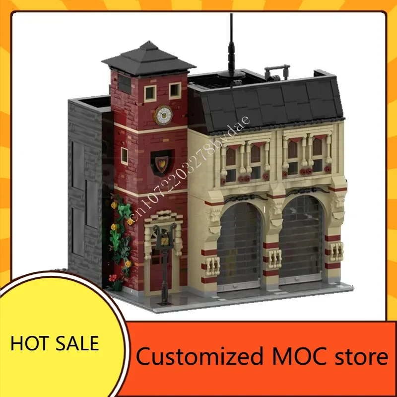 2534 Uds Feuerwache/estación de bomberos MOC streetview rompecabezas arquitectura vacaciones creativas juguete para regalo de cumpleaños para niños edades