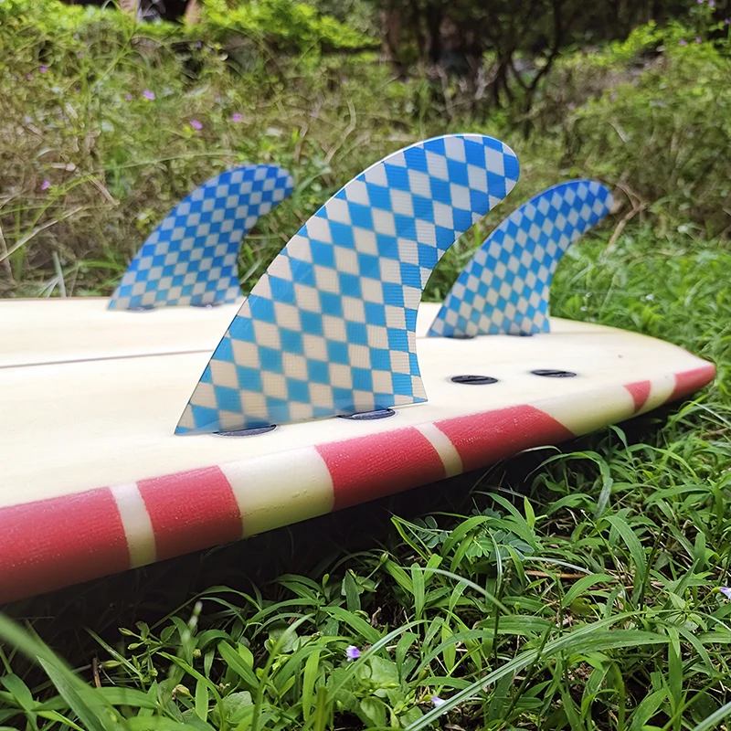 UPSURF FCS FINS M Tri Fins Fiberglass Clear Blue Surfboard Fin Performance Double Tabs G5 Surf Fins Thruster Quilhas surf