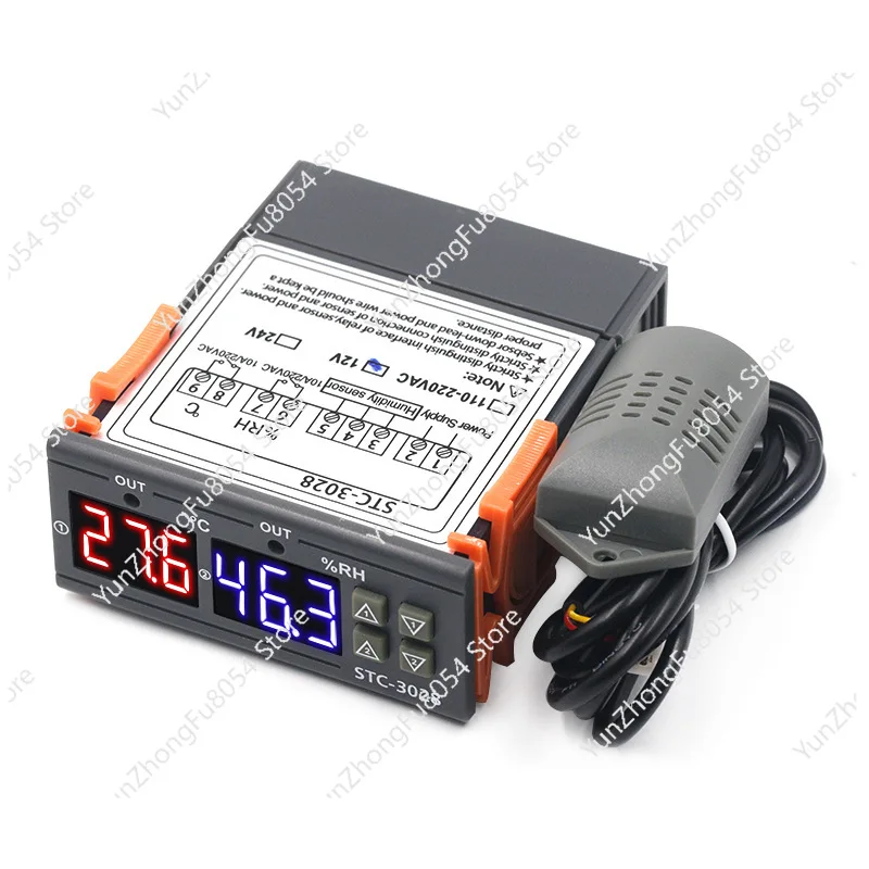 STC-3028 Digital Temperature and Humidity Controller 12V/24V/110-220V Incubation Hygrometer Thermostat STC-3028