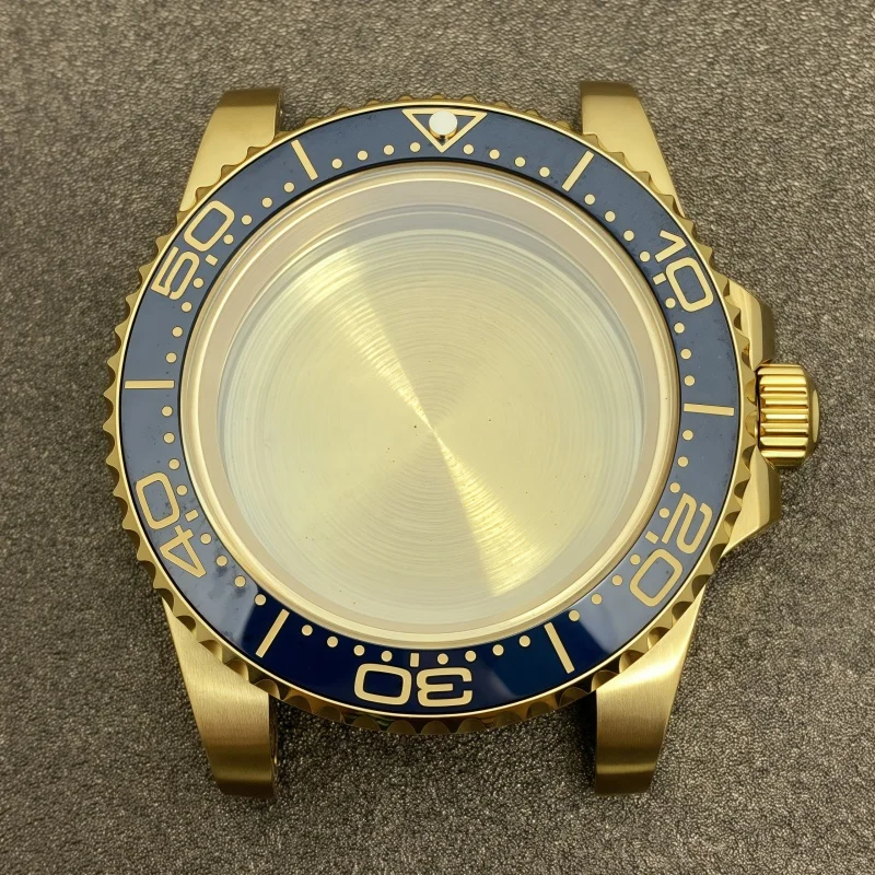 Accesorios para caja de reloj con movimiento NH35, caja de acero inoxidable dorada completa, caja de cristal de zafiro de 40MM