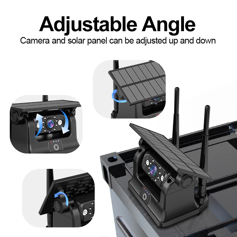 كاميرا طاقة البطارية الشمسية اللاسلكية للتحكم عن بعد، قاعدة مقاومة للماء ومغناطيسية لاقط شاحنة السيارة #5