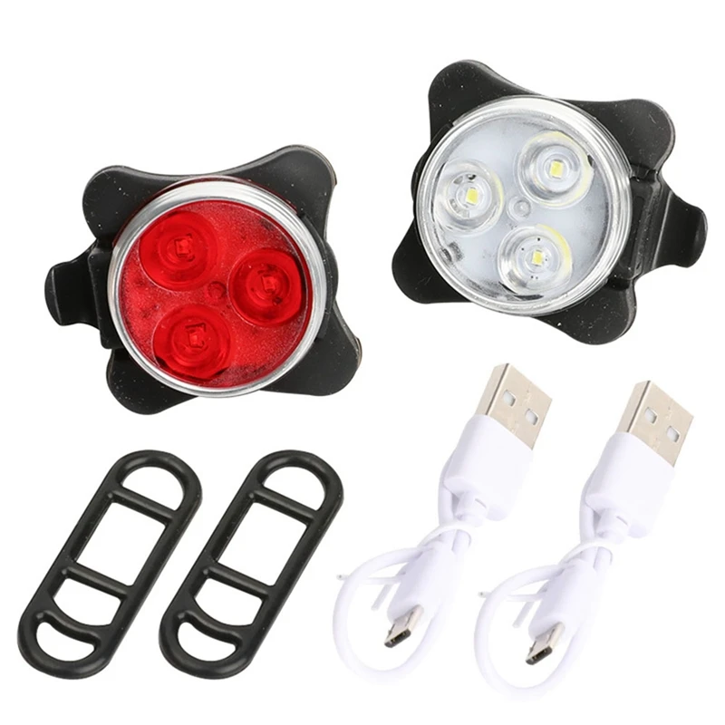 2 PCS Mountain Bike USB Charging Light Warning Light Red And White Bicycle Tail Light