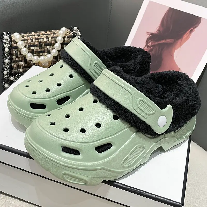 Plush slippers 2025 new winter men's and women's thick high heels soft-soled beach garden shoes home plush ripped slippers - Image 14