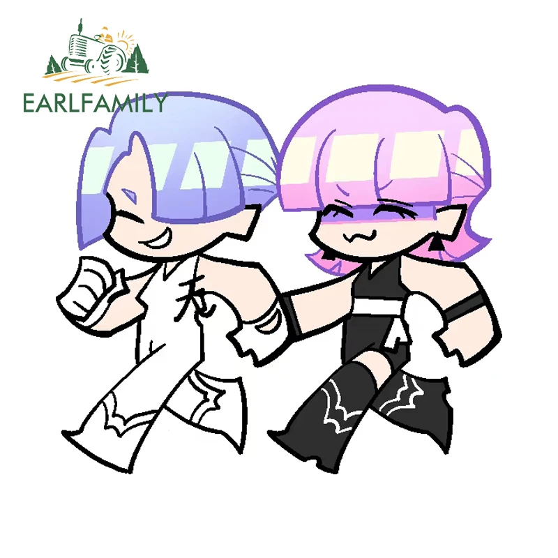 EARLFAMILY Cute Brother Angel Polyester Polyurethane Car Stickers Interesting Cartoon Graphics Design Waterproof Camper Decor