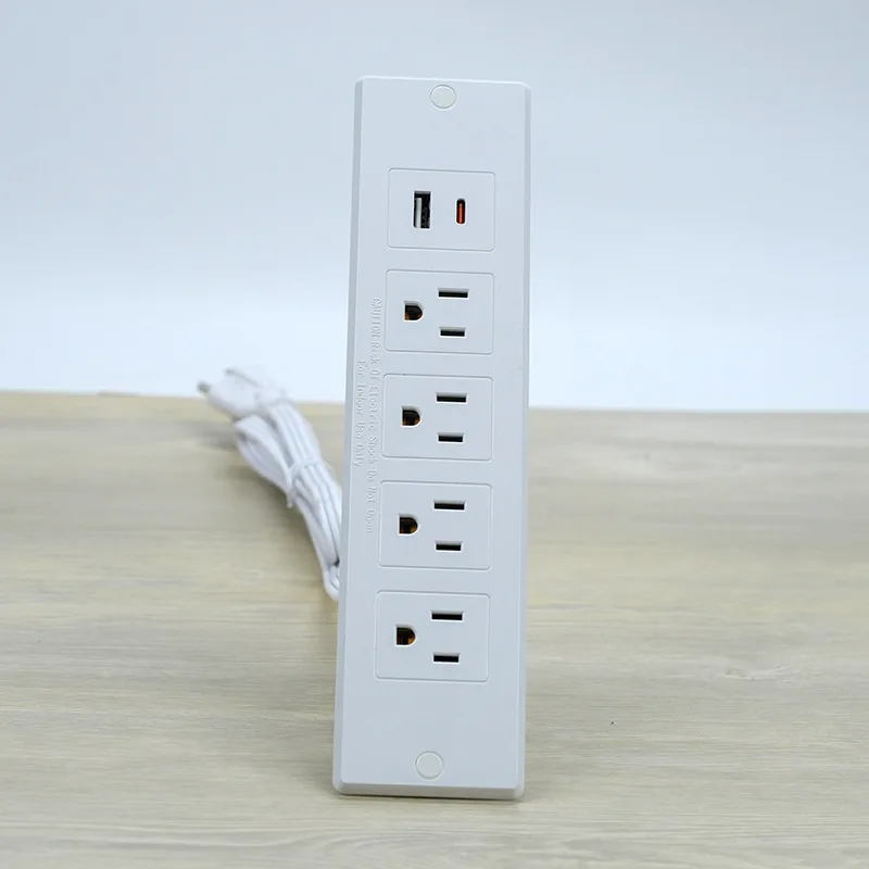 US Hidden Table Embedded Socket 4 outlets with USB Type C PD20W 2000W 15A White Black Power Strip Furniture Sofa office Sockets