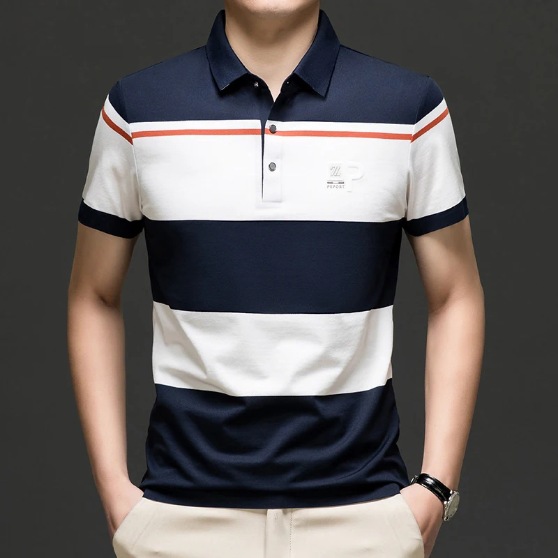 Summer new men polos shirt brand cotton Short Sleeve men's polo shirt casual striped shirt polo men