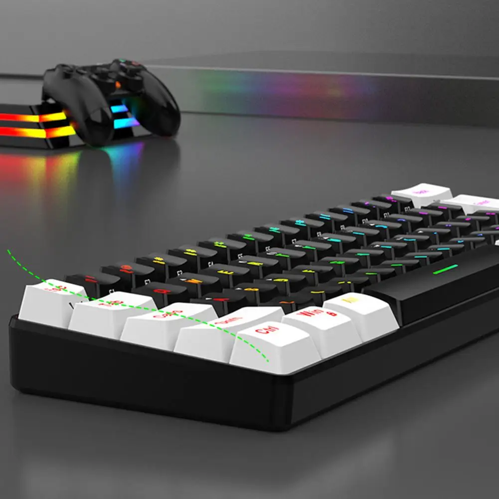 Rgb Backlit Keyboard 61-key Compact Keyboard Wired Mechanical Gaming Keyboard with Rgb Universal 61-key Mini Compact Office Kit