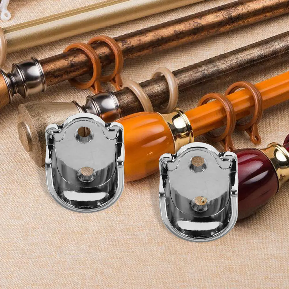 

2 Pcs Flange Rod Bracket Zinc Alloy Thickened Closet Holders Wardrobe Repair Adjustable Bathroom Window Laundry Rooms Storage