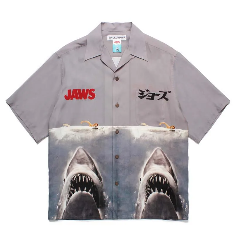 

Classic Beach Vacation T-shirt Short Sleeve Summer Great White Shark Pattern Wacko Maria Shirt