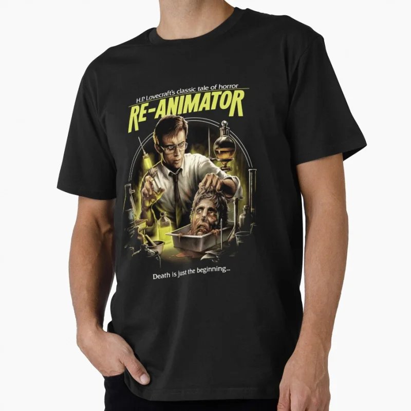 Re Animator 1985 Retro zombie horror movie Scary Halloween Gift T shirt for men Large size Tops printed clothes