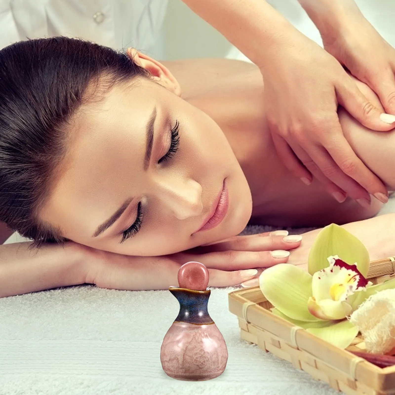 1 Set Ceramic Essential Oil Perfume Bottle Premium Wide Mouth Easy Use Liquid Bottle for Refilling Diffuser Perfume and Desktop