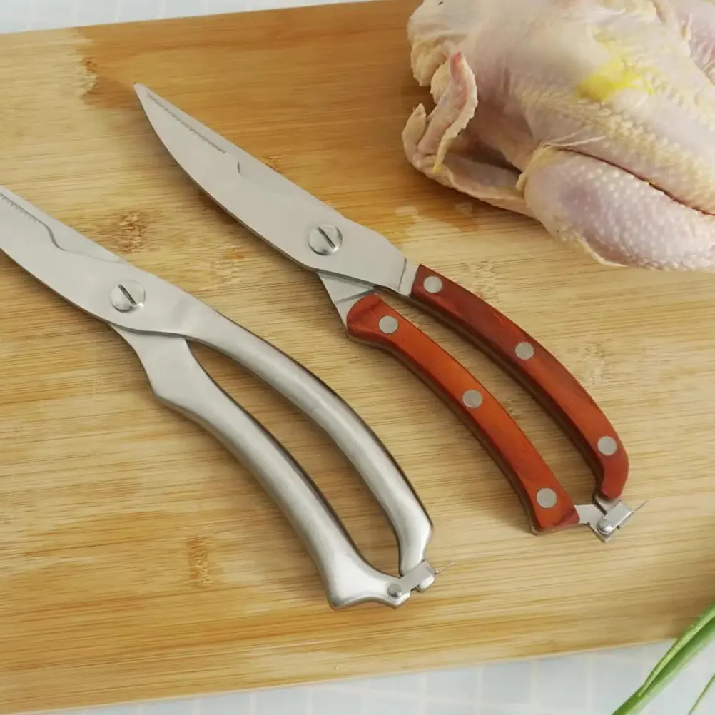 

Ножницы для разделки птицы с деревянной ручкой, кухонные ножницы из нержавеющей стали, ножницы для рыбы и птицы, ножницы для разделки курицы