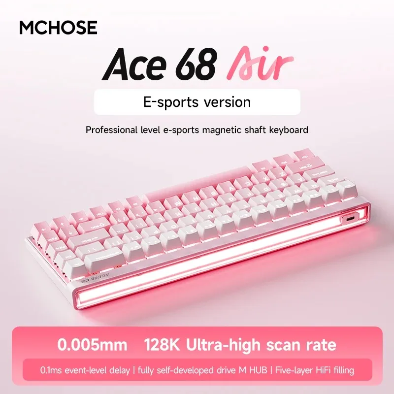 

Mchose Ace68 Air Gaming Keyboard Hall Effect 0.001mm Rapid Trigger 8K+256K Polling Rate Dynamic RGB Light Box Magnetic