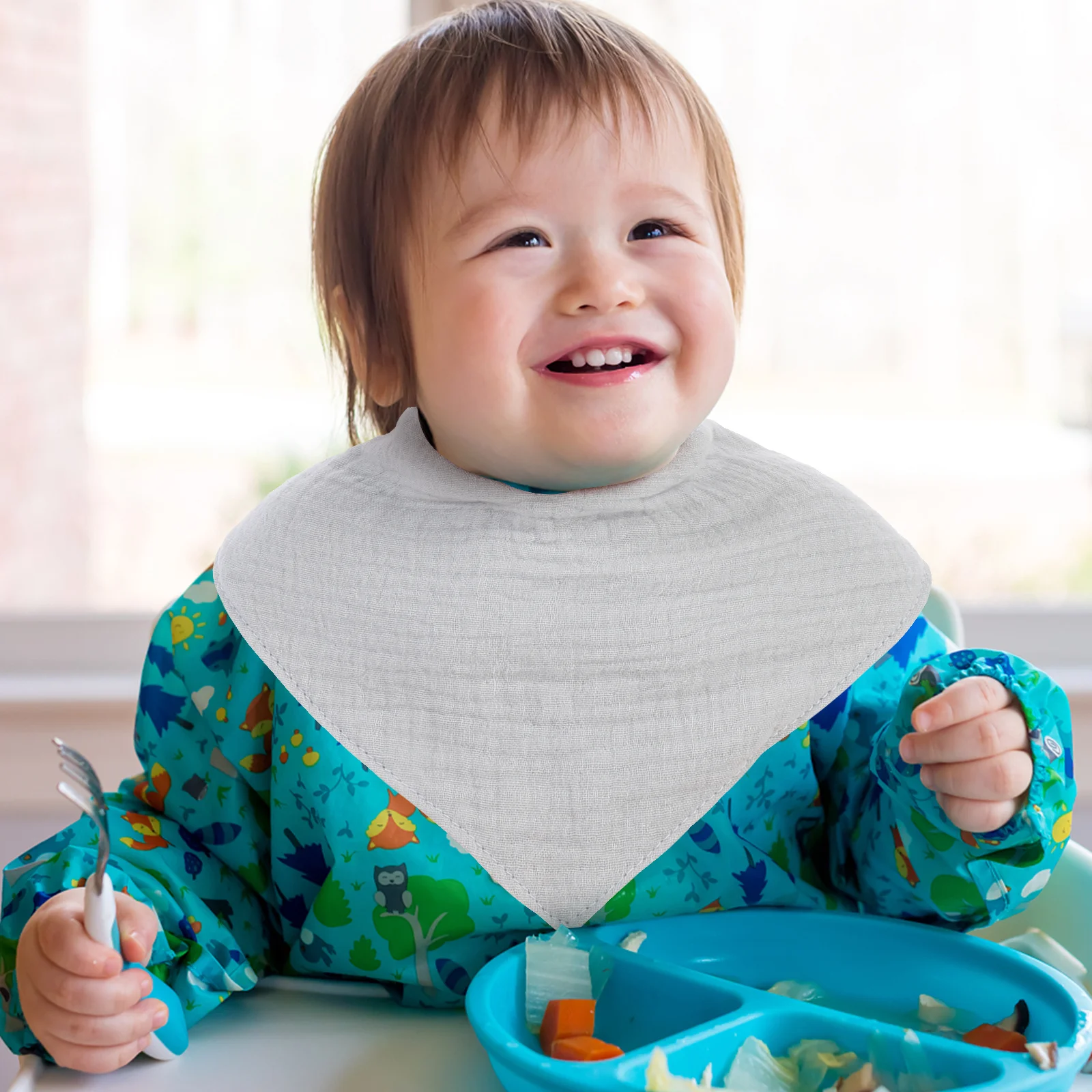 

5 шт., детские нагрудники-банданы, дышащие нагрудники для младенцев, пищевой материал, противозубые полотенца для прорезывания зубов, защита для еды