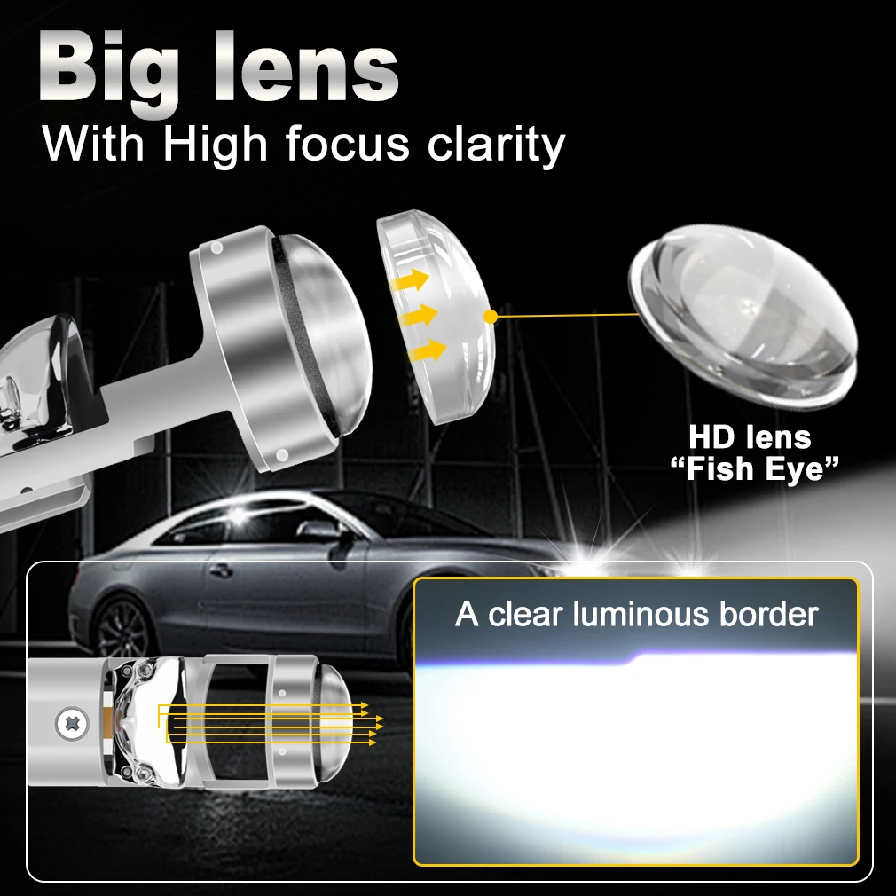 XSTORM H7 LED Projector Lens 100W 30000LM double Lens H7 Headlight Canbus Car H4 Led Light Bulbs Turbo Lamp Motorcycle Lights ﻿