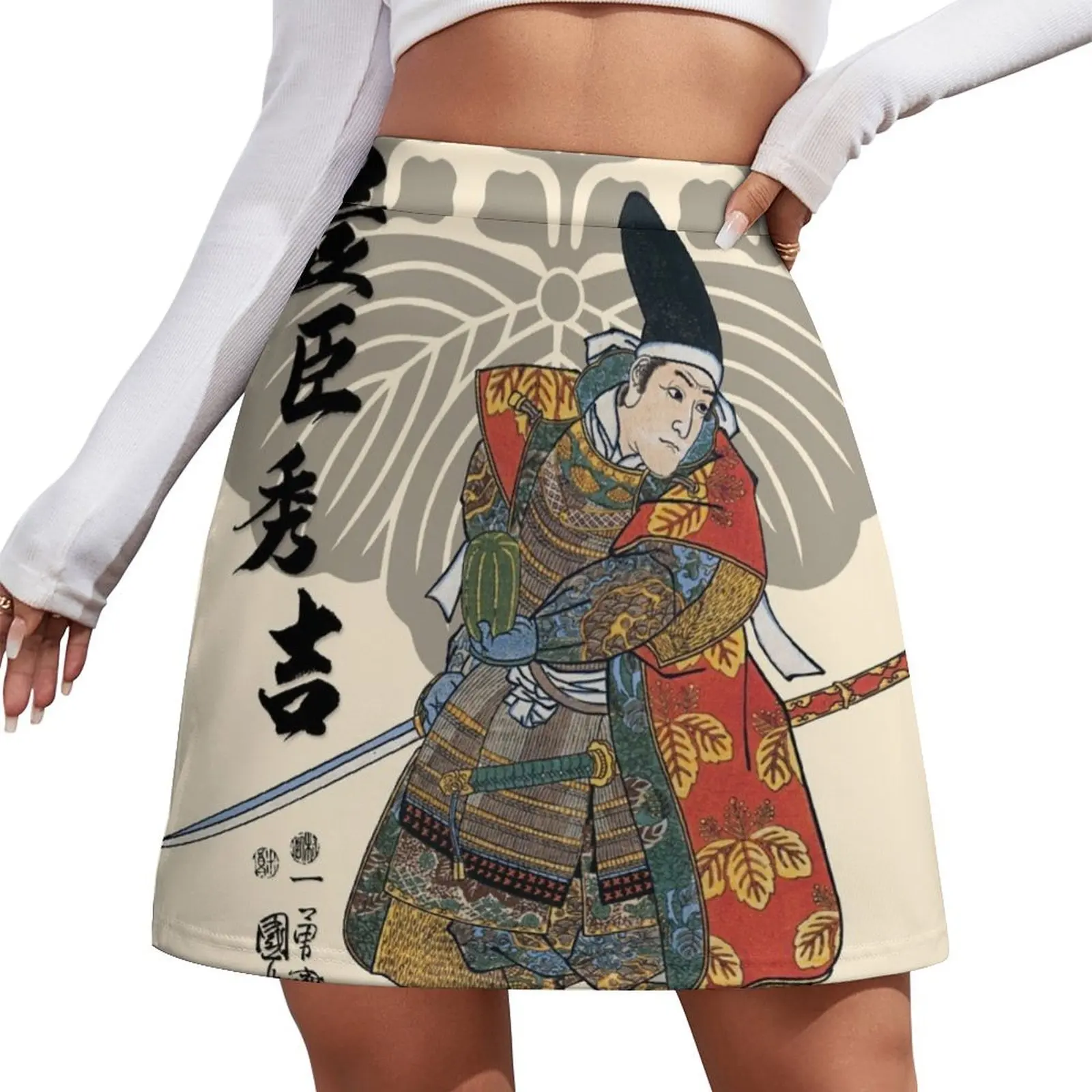 Toyotomi Hideyoshi Ukiyo-e Mini Skirt Woman clothing Summer women's clothing School skirt mini denim skirt