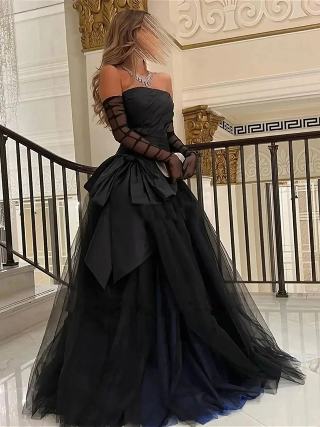 黒のストラップレスロングオーダーメイドオケージョンガウンイブニングドレスパストロールユニセックスジャージレトロドバイサウジアラビアイスラエルプロムカスタマイズ