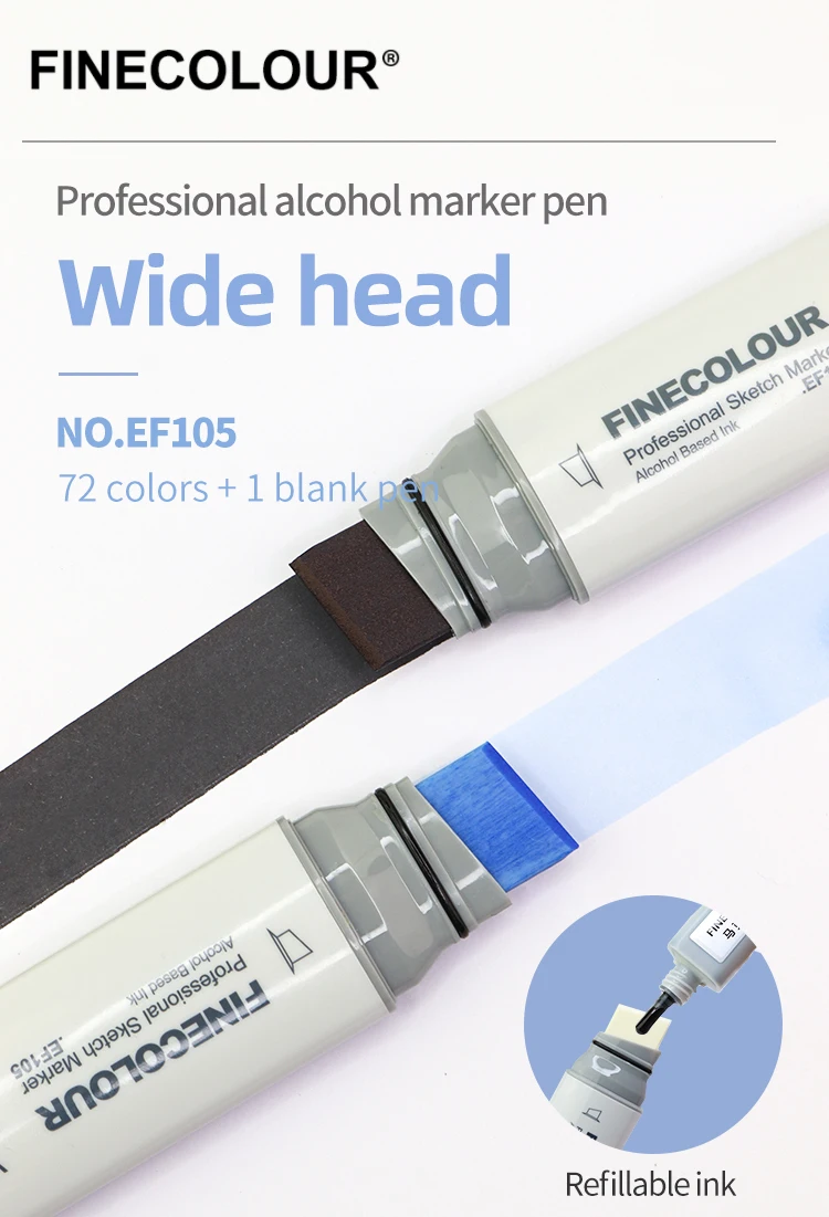 Finecolour 20 mm breite Marker, Linienskizzen, Kunst, großer breiter Kopf, Marker, Stift, Zeichnen, Schule, Kunstbedarf, EF105, 2–12 Stück – Detail 5