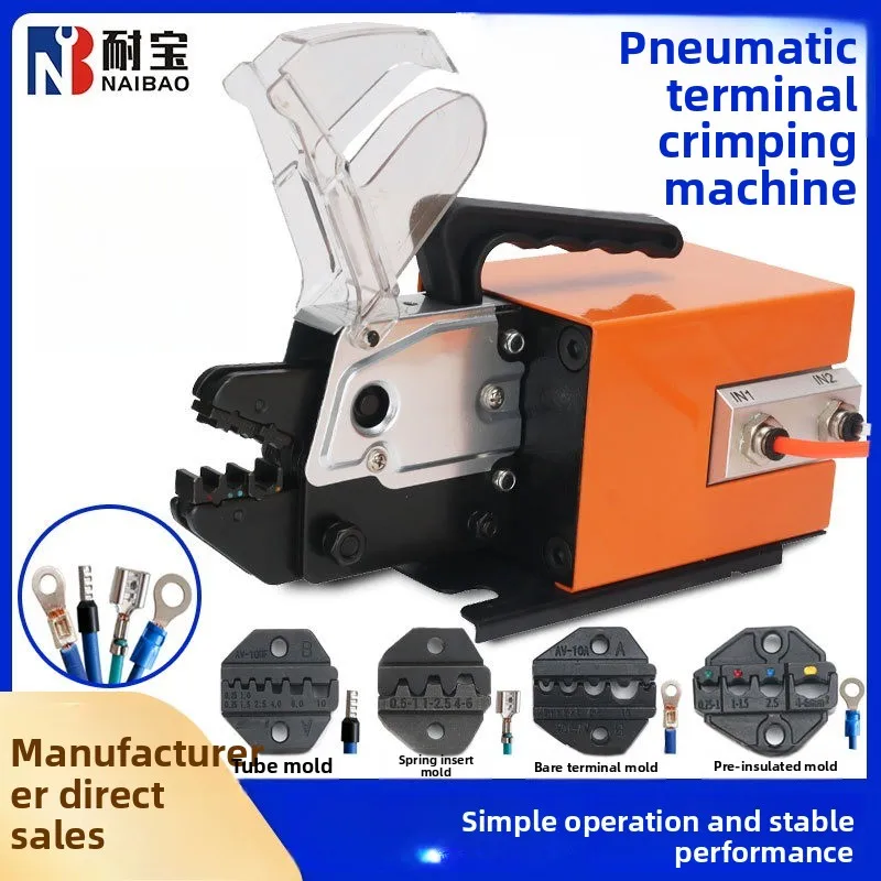 AM-10 Pneumatic Crimping Tool Multifunction Pneumatic Crimper Plier Machine for Many Kinds of Terminals with 14 Die Sets