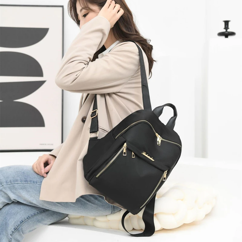 حقيبة ظهر أكسفورد كاجوال للنساء باللون الأسود مقاومة للماء من النايلون حقائب مدرسية للمراهقات حقيبة ظهر عصرية للسفر حقيبة حمل Mochila #2