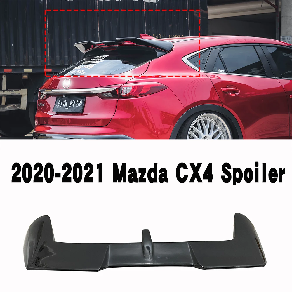 

FRP Plastic Unpainted Color Rear Roof Spoiler Tail Trunk Boot Lip Wing Car Accessories Fit For Mazda CX-4 CX4 2020 2021