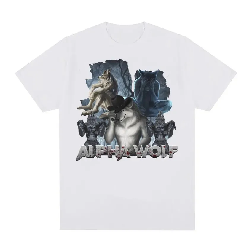 Wolf Ripping Meme Funny T Shirt Alpha Wolf Werewolf Literally Me Graphic T-shirts for Men Harajuku Streetwear Oversized T-shirt