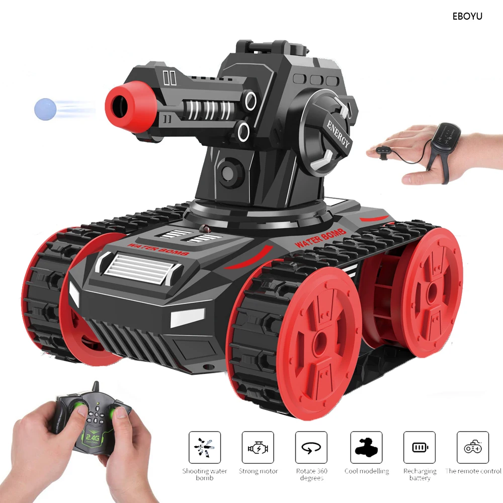 EBOYU SY020B RC Tank Spray Stunt Car 2.4Gz Remote Control Water Boom Armored Stunt Tank Toy 360 Rotating RC Car Toys for Kids