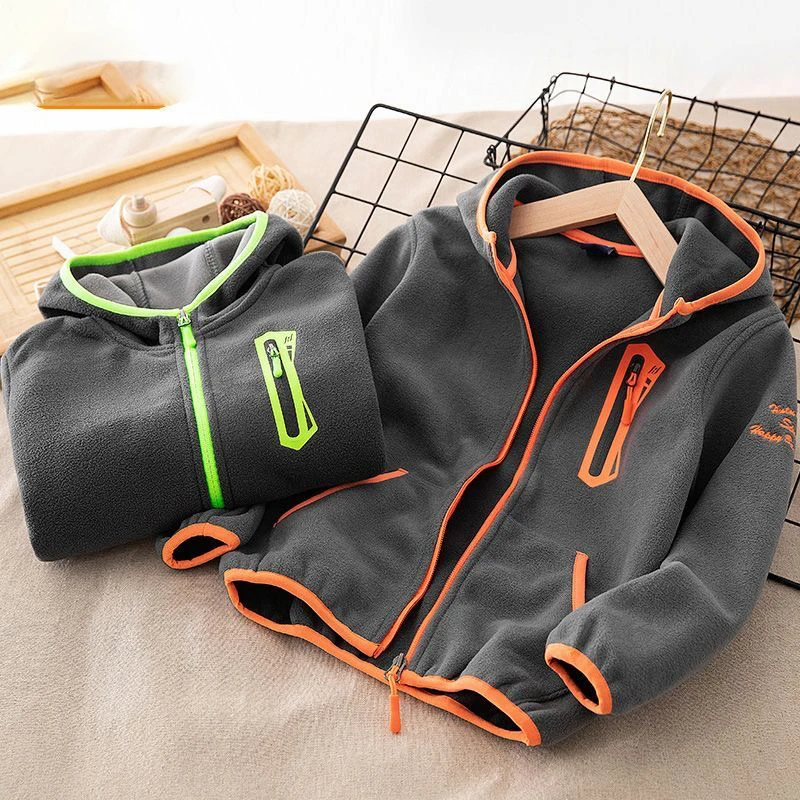 Children Fleece Jacket Boys 2022 Autumn Spring Kids Outerwear Boy Warm Coats Teenager Girls Double-Sided Velvet Clothing